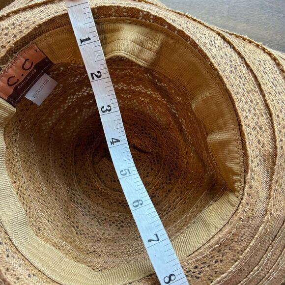 C.C Exclusives Beige Straw Sun Hat Wide Brim Braided Women's One Size - Picture 6 of 14